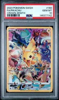 2023 POKEMON SWORD & SHIELD CROWN ZENITH #160 FULL ART/PIKACHU PSA 10 - Image 1