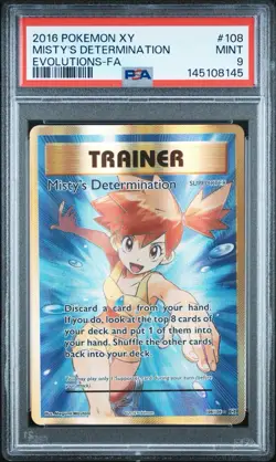 2016 Pokemon XY Evolutions Full Art Misty’s Determination #108 PSA 9 MINT - Image 1