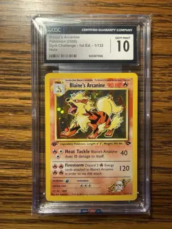 CGC 10 2000 Pokemon Blaine's Arcanine Gym Challenge 1/132 1st Ed Holo - Image 1
