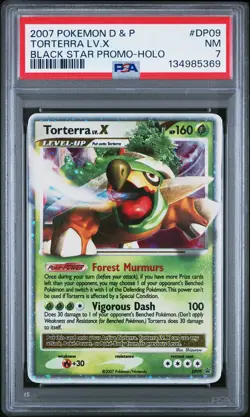 2007 POKEMON DIAMOND & PEARL BLACK STAR PROMO HOLO #DP09 TORTERRA LV.X PSA 7 - Image 1