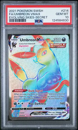 2021 POKEMON SWORD & SHIELD EVOLVING SKIES SECRET FULL ART/UMBREON VMAX PSA 10 - Image 1
