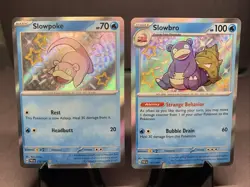 Pokemon TCG Slowpoke 116/091 & Slowbro 117/091 Paldean Fates Baby Shiny Holo - Image 1