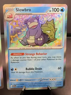 Pokemon TCG Slowpoke 116/091 & Slowbro 117/091 Paldean Fates Baby Shiny Holo - Image 3