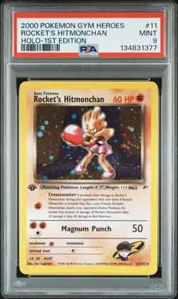 2000 Pokemon Gym Heroes 1st Edition Rocket's Hitmonchan #11/132 PSA 9 - Image 1