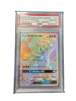 2018 POKEMON SUN & MOON DRAGON MAJESTY SECRET #71 FULL ART/RESHIRAM GX PSA 10 - Image 1