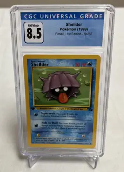 Pokemon TCG - 1st Edition Fossil Shellder 54/62, EN, Vintage 1999 CGC 8.5 NM/MT+ - Image 1