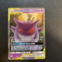 Pokemon Gengar & Mimikyu GX Ultra Rare Holo 53/181 Sun & Moon Team Up TAG TEAM - Image 1