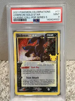 Pokemon TCG Umbreon Celebrations 17/17 Gold Star PSA 9 - Image 1