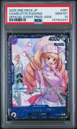 2025 One Piece Charlotte Pudding OP08-067 Flagship Top 8 Event Prize Asia PSA 10 - Image 1