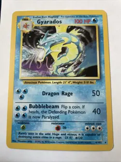 1999 Pokemon TCG Gyarados Holo Rare Card Base Set 6/102 Vintage WOTC MP - Image 1