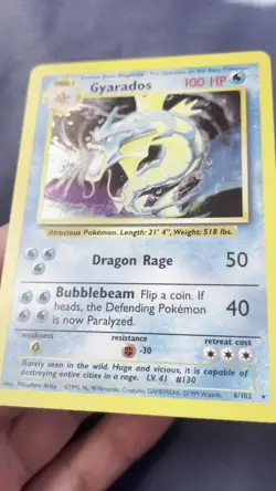 1999 Pokemon TCG Gyarados Holo Rare Card Base Set 6/102 Vintage WOTC MP - Image 2