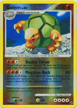 Pokemon GOLEM 29/132 Reverse Holo (2007 Secret Wonders) DAMAGED - Image 1