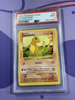 Pokemon TCG Base Set Charmander 46/102 Shadowless PSA 9 - Image 1