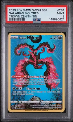 Galarian Moltres 284/159 Crown Zenith Tin Swsh Black Star Promo Pokemon PSA 9 - Image 1