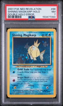 Shining Magikarp 66/64 Double Holo 2001 Pokemon Neo Revelation Unlimited PSA 7 - Image 1