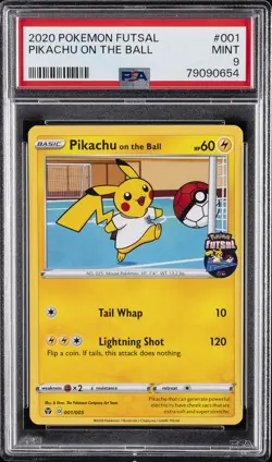 2020 POKEMON FUTSAL #001 PIKACHU ON THE BALL PSA 9 - Image 1