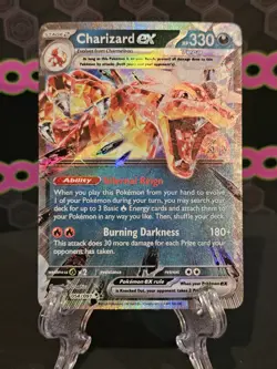Charizard ex 054/091 SV: Paldean Fates Holo Pokemon Double Black Star Rare - Image 3