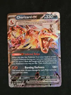 Charizard ex 054/091 SV: Paldean Fates Holo Pokemon Double Black Star Rare - Image 5