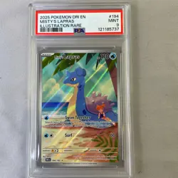 2025 POKEMON DRI EN DESTINED RIVALS #194 MISTY'S LAPRAS ILLUSTRATION RARE PSA 9 - Image 1