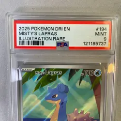 2025 POKEMON DRI EN DESTINED RIVALS #194 MISTY'S LAPRAS ILLUSTRATION RARE PSA 9 - Image 4