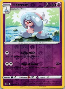 Pokemon TCG Hattrem 84/192 Rebel Clash Rev Holo NM - Image 1