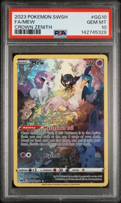2023 POKEMON SWORD & SHIELD CROWN ZENITH #GG10 FULL ART/MEW PSA 10 - Image 1