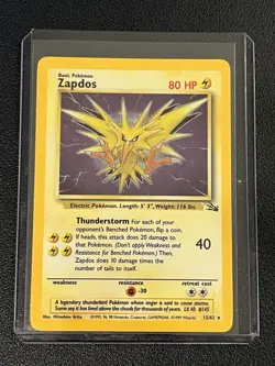 Pokemon Fossil Set Unlimited Zapdos 15/62 Holo Rare NM-LP - Image 3
