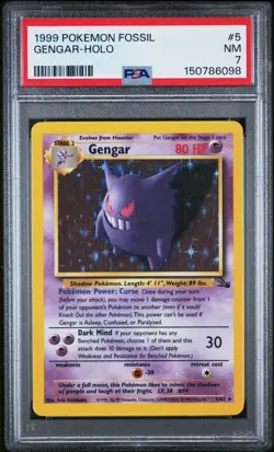 1999 Pokemon Fossil Gengar Holo #5 PSA 7 - Image 1