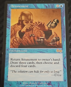 MTG Attunement Enchantment Blue Rare Urza's Saga 1998 Randy Gallegos 61/350 ENG - Image 1
