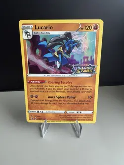 Pokemon TCG SWSH186 Lucario Stamped Card Brilliant Stars NM - Image 1