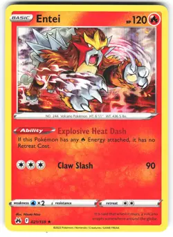 Entei 021/159 Holo Rare Crown Zenith Pokemon Holo Near Mint - Image 1
