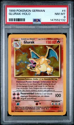 1999 POKEMON GERMAN #4 GLURAK-HOLO PSA 8 - Image 1
