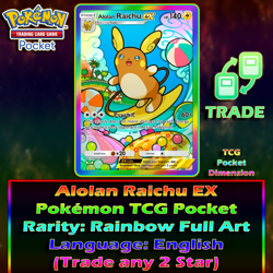 Alolan Raichu EX Rainbow Full Art Card POKEMON TCG POCKET TRADE - Image 1