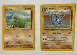 Neo Discovery Tyranitar Evolution Line Larvitar Pupitar Tyranitar WOTC Pokemon - Image 3