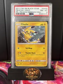 Pokemon TCG Pikachu SM98 Side Kick Collection Black Star Promo PSA 8 NM-MT - Image 1