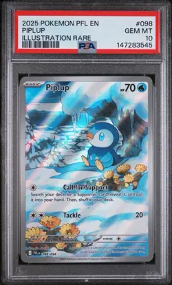 Pokemon TCG Piplup 098/094 Me02 Phantasmal Flames Illustration Rare Holo PSA 10 - Image 1