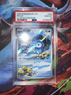 Pokemon TCG Piplup 098/094 Me02 Phantasmal Flames Illustration Rare Holo PSA 10 - Image 3