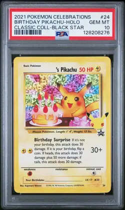 2021 POKEMON CELEBRATIONS CLASSIC COLLECTION #24 BIRTHDAY PIKACHU-HOLO PSA 10 - Image 1