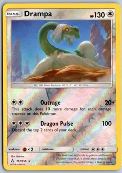 Drampa 117/156 Holo Rare Ultra Prism Pokemon Reverse Holo Lightly Played - Image 1