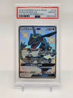 2018 POKEMON SUN & MOON CELESTIAL STORM #177A FULL ART/RAYQUAZA GX PSA 10 - Image 1