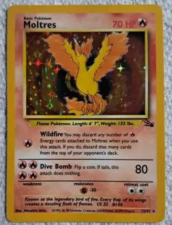 Pokemon TCG Moltres 12/62 Holo Unlimited Rare Fossil Set LP - Image 1