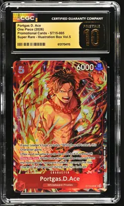 ONE PIECE TCG PORTGAS D. ACE SR PROMO ST15-005 CGC 10 PRISTINE BLACK LABEL - Image 1