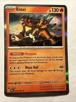 Entei 030/197 Holo OBF Obsidian Flames Pokemon Card NM - Image 1