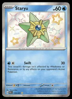 Pokemon Cards Staryu 118/091 Paldean Fates Shiny Rare NM *3 - Image 1