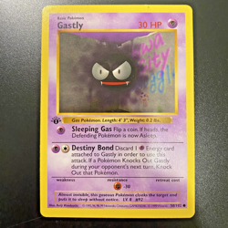 Gastly 50/102 1st Edition Shadowless Base Set Regular MP - Pokemon Card - Image 1