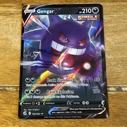 Pokemon Card Gengar v 156/264 Fusion Strike Half Art Holo Ultra Rare NM - Image 1