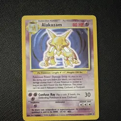 Pokemon Alakazam 1/102 Base Set Holo Rare Stage 2 Psychic 80HP 30 TCG Card - Image 1