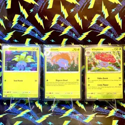 Pokemon Phantasmal Flames 001 Oddish 002 Gloom 003 Vileplume Cosmos Holo NM - Image 1