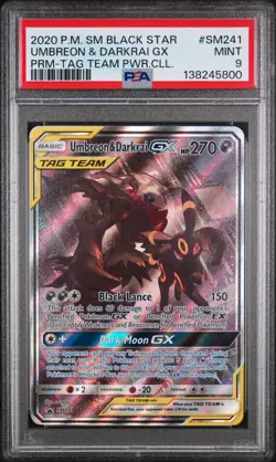 Pokemon Umbreon & Darkrai GX Tag Team Powers Coll. Full Art Promo SM241 PSA 9 - Image 1
