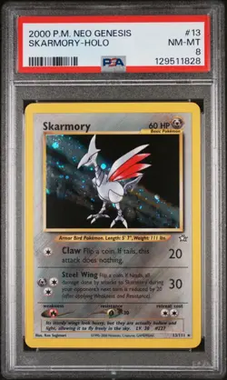 2000 POKEMON NEO GENESIS #13 SKARMORY-HOLO PSA 8 - Image 1